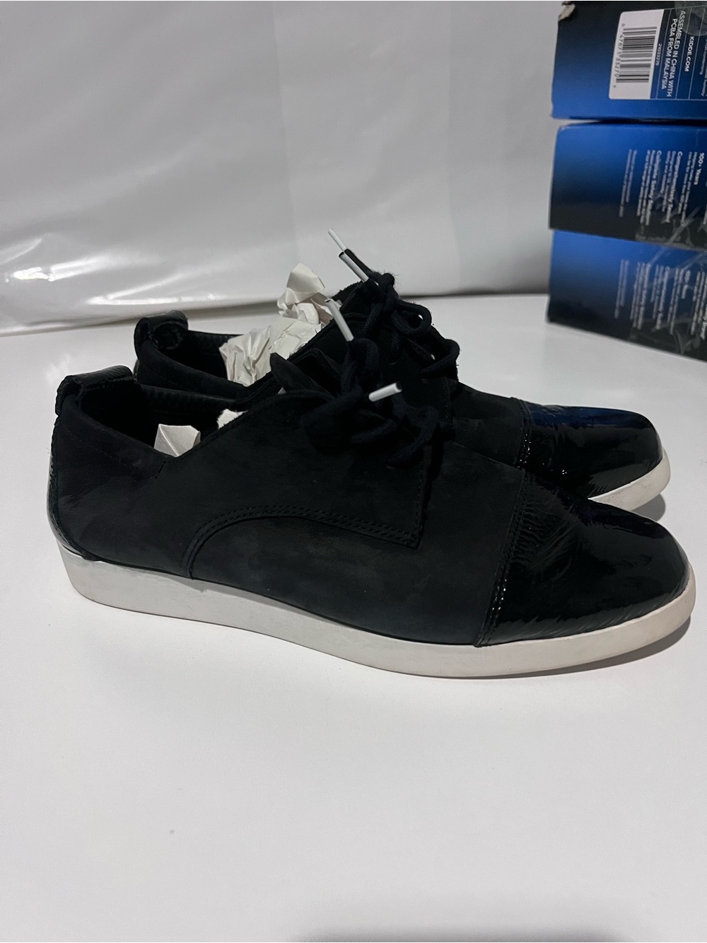 Arche Black Lace-Up Sneakers with Patent Toe Cap